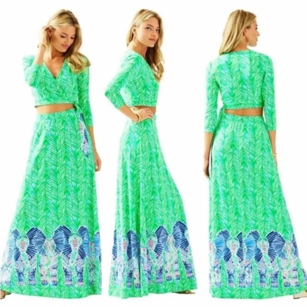 Lilly Pulitzer 2 piece Rauri Tuscan green/multi crop set
